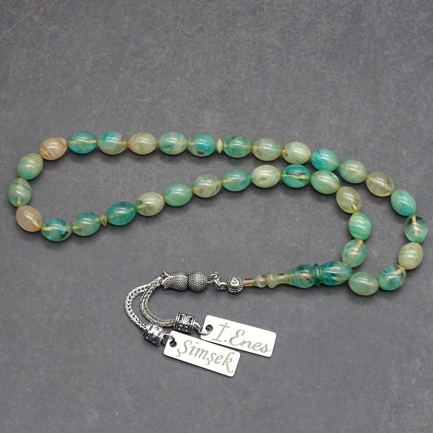 Kehribar Tesbih / Sikma Tesbih Kutulu İsim Yazılı