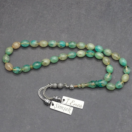 Kehribar Tesbih / Sikma Tesbih Kutulu İsim Yazılı