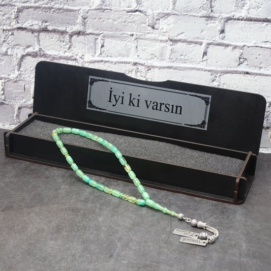 Kehribar Tesbih / Sikma Tesbih Kutulu İsim Yazılı