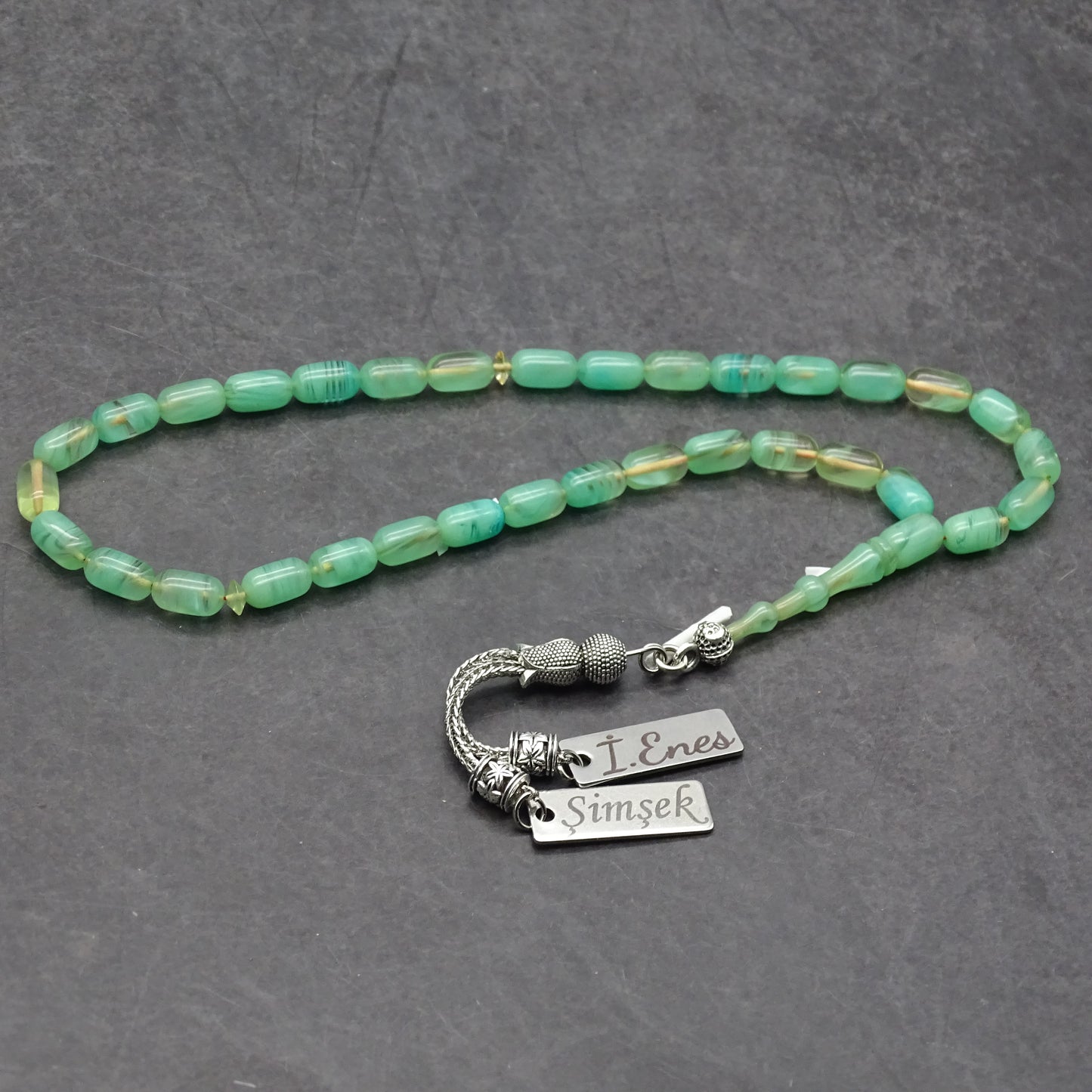 Kehribar Tesbih / Sikma Tesbih Kutulu İsim Yazılı