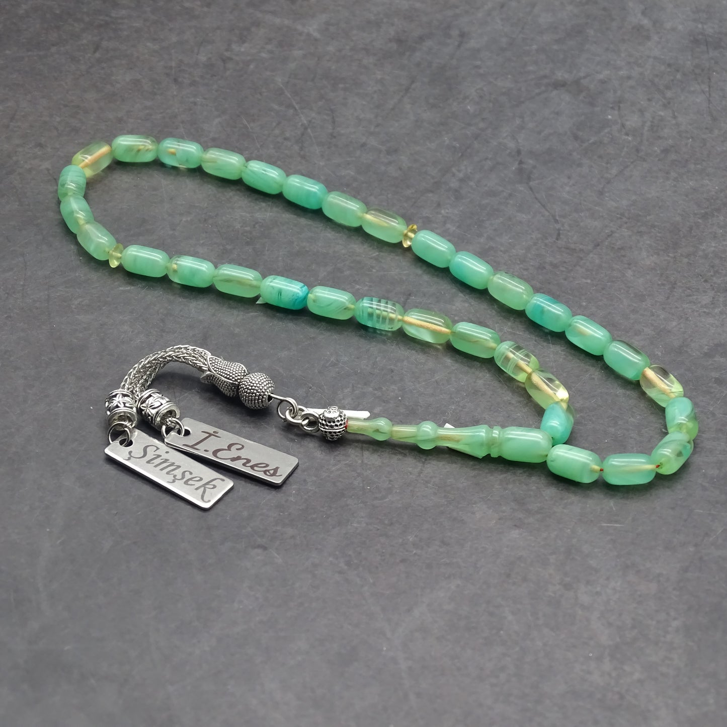 Kehribar Tesbih / Sikma Tesbih Kutulu İsim Yazılı