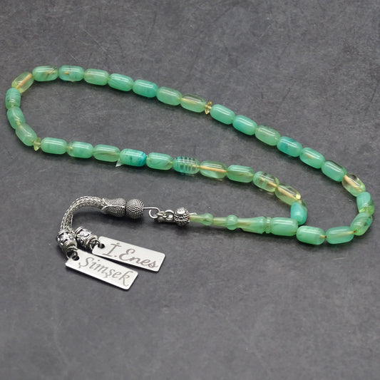 Kehribar Tesbih / Sikma Tesbih Kutulu İsim Yazılı