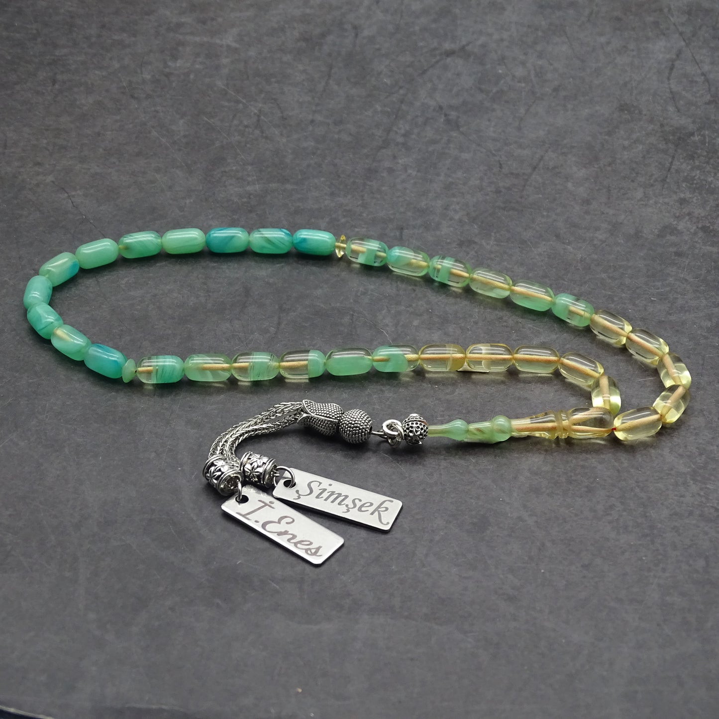 Kehribar Tesbih / Sikma Tesbih Kutulu İsim Yazılı