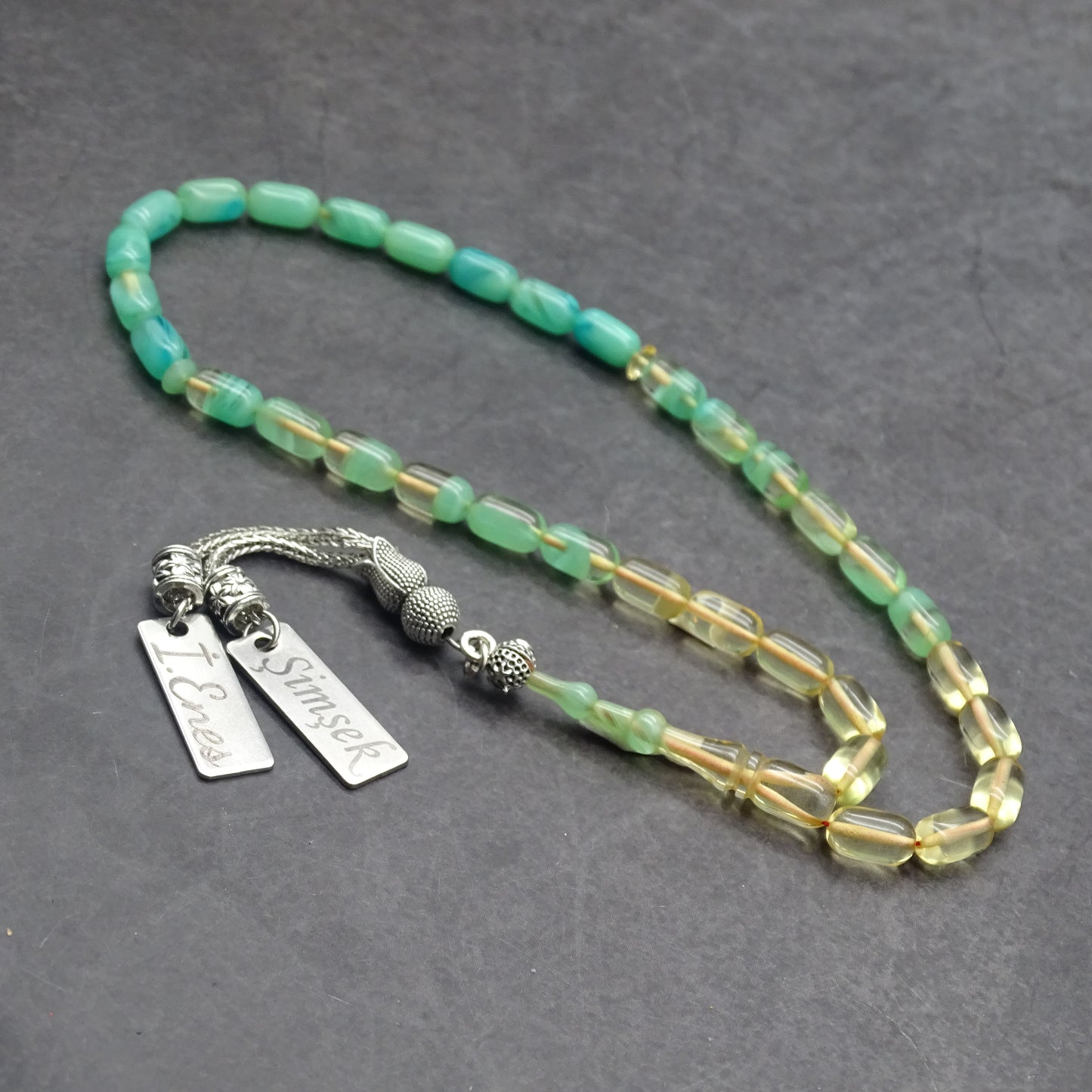 Kehribar Tesbih / Sikma Tesbih Kutulu İsim Yazılı