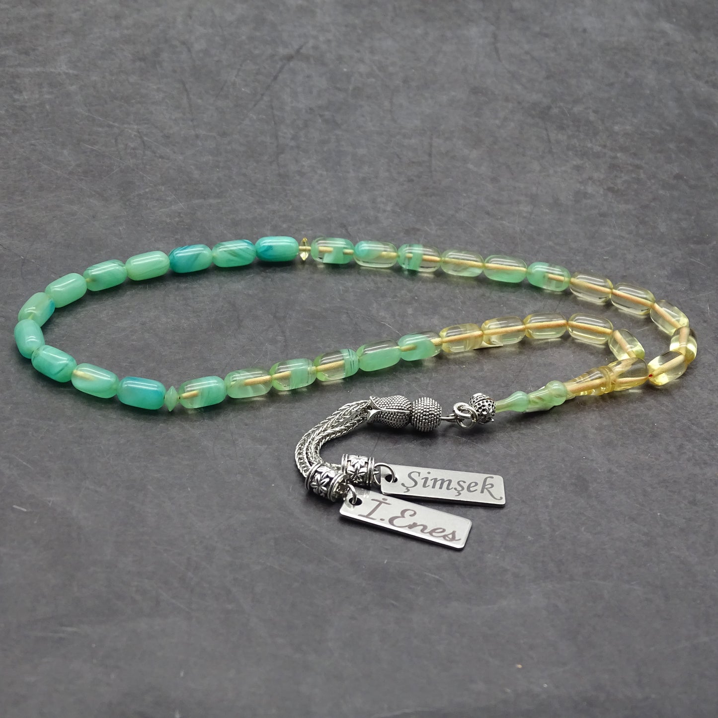 Kehribar Tesbih / Sikma Tesbih Kutulu İsim Yazılı