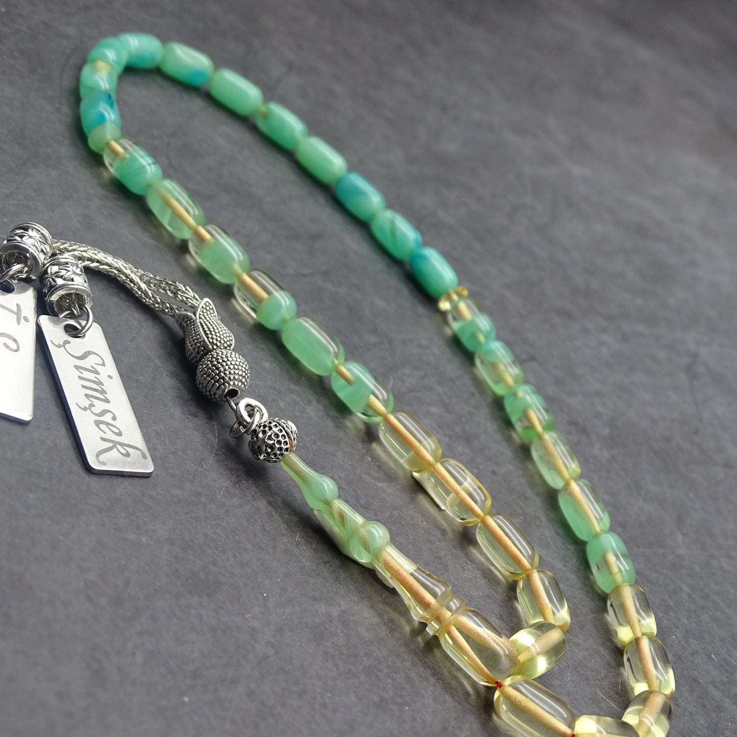 Kehribar Tesbih / Sikma Tesbih Kutulu İsim Yazılı