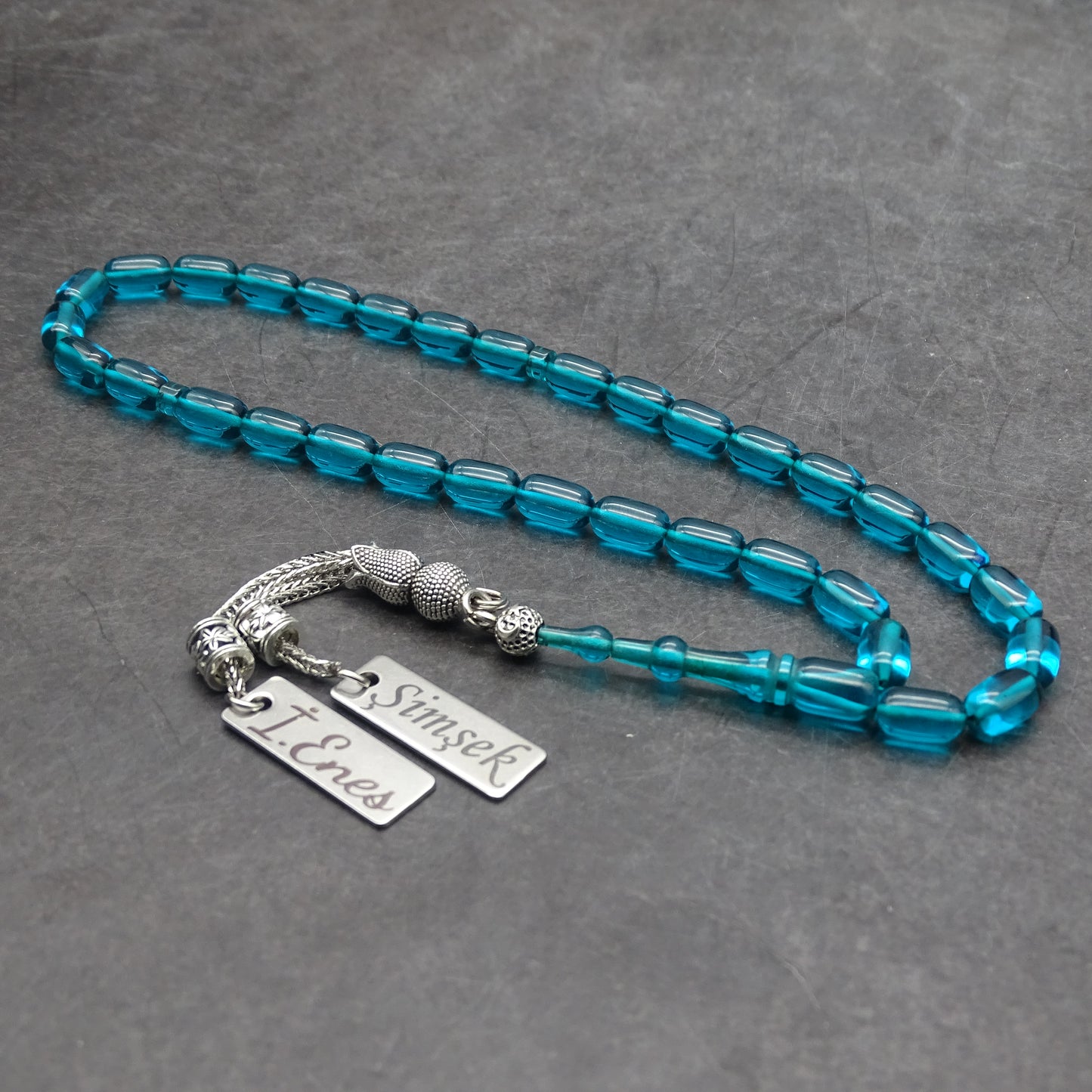 Kehribar Tesbih / Sikma Tesbih Kutulu İsim Yazılı