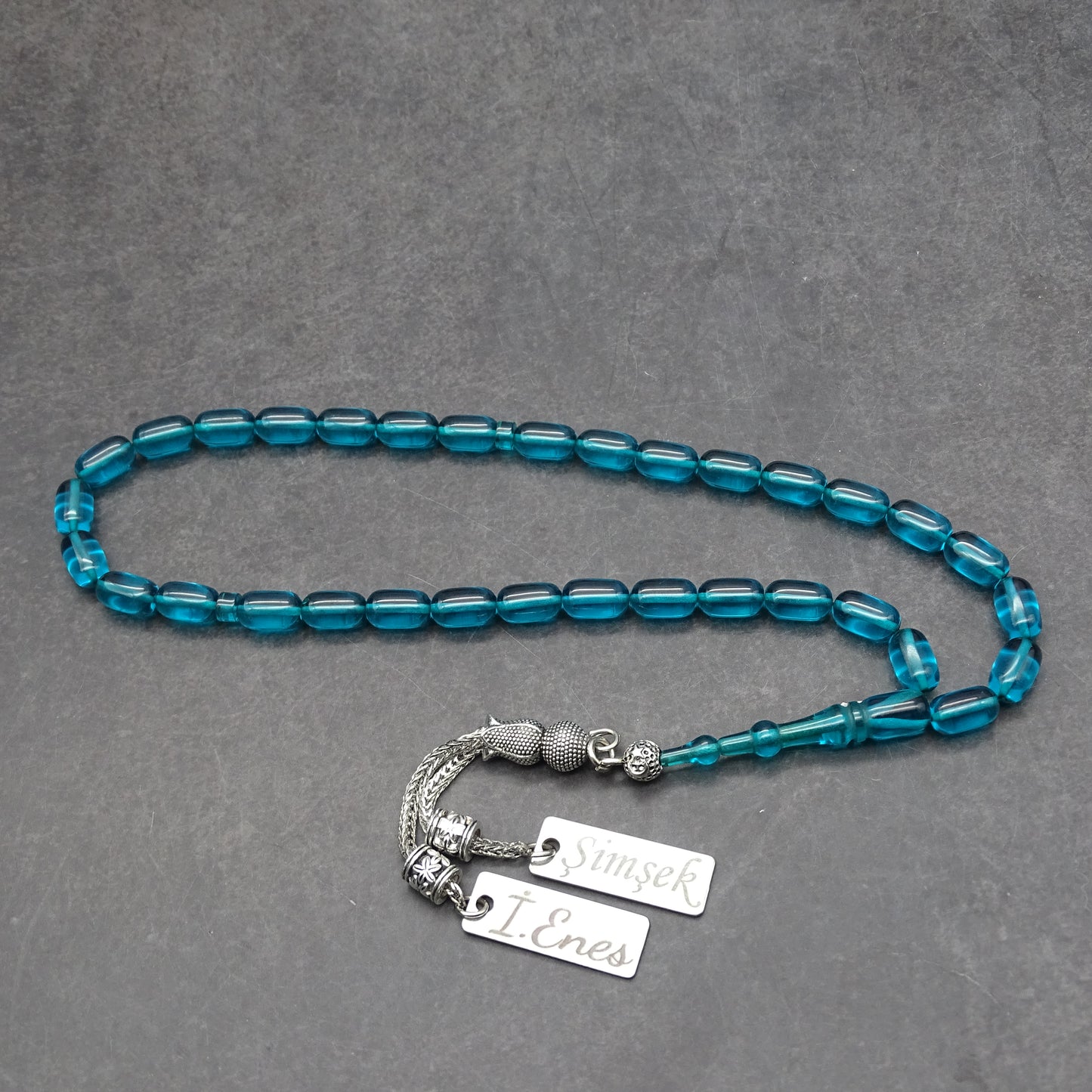 Kehribar Tesbih / Sikma Tesbih Kutulu İsim Yazılı