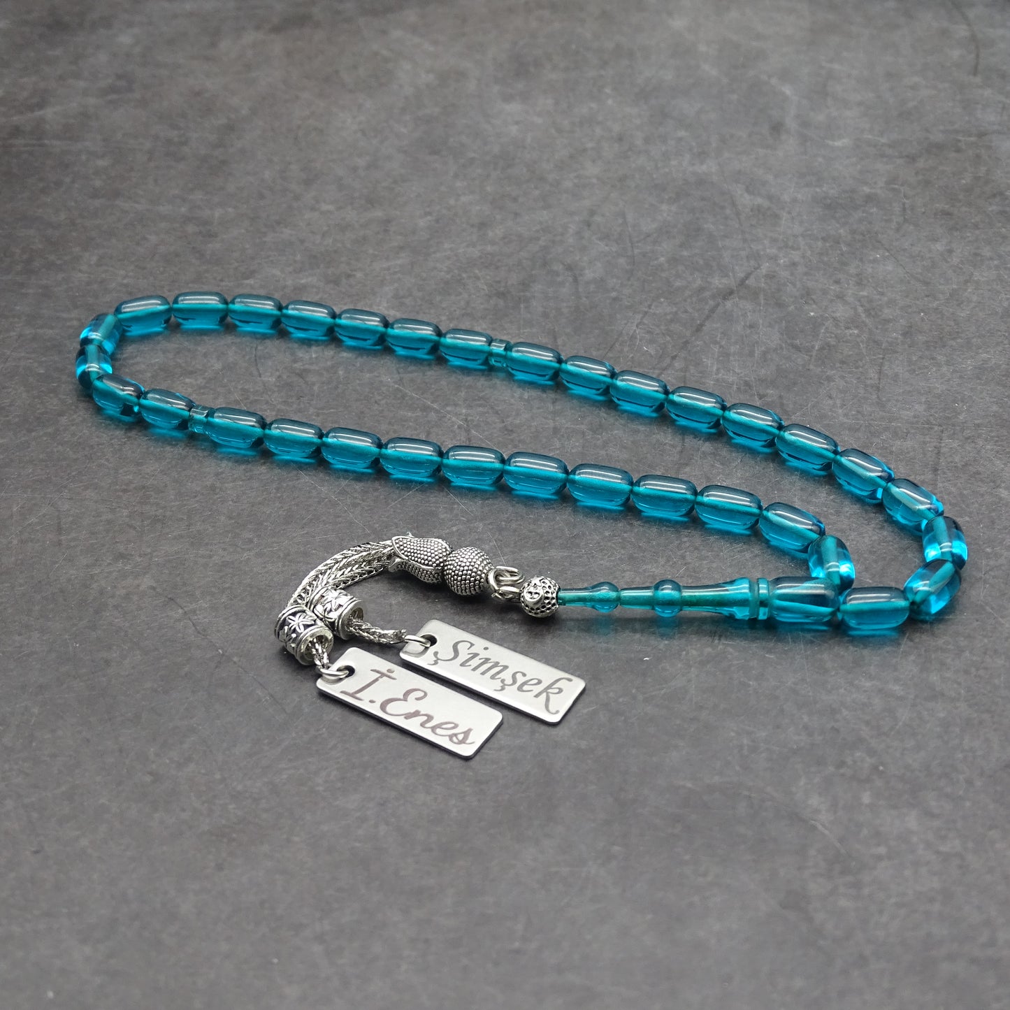 Kehribar Tesbih / Sikma Tesbih Kutulu İsim Yazılı