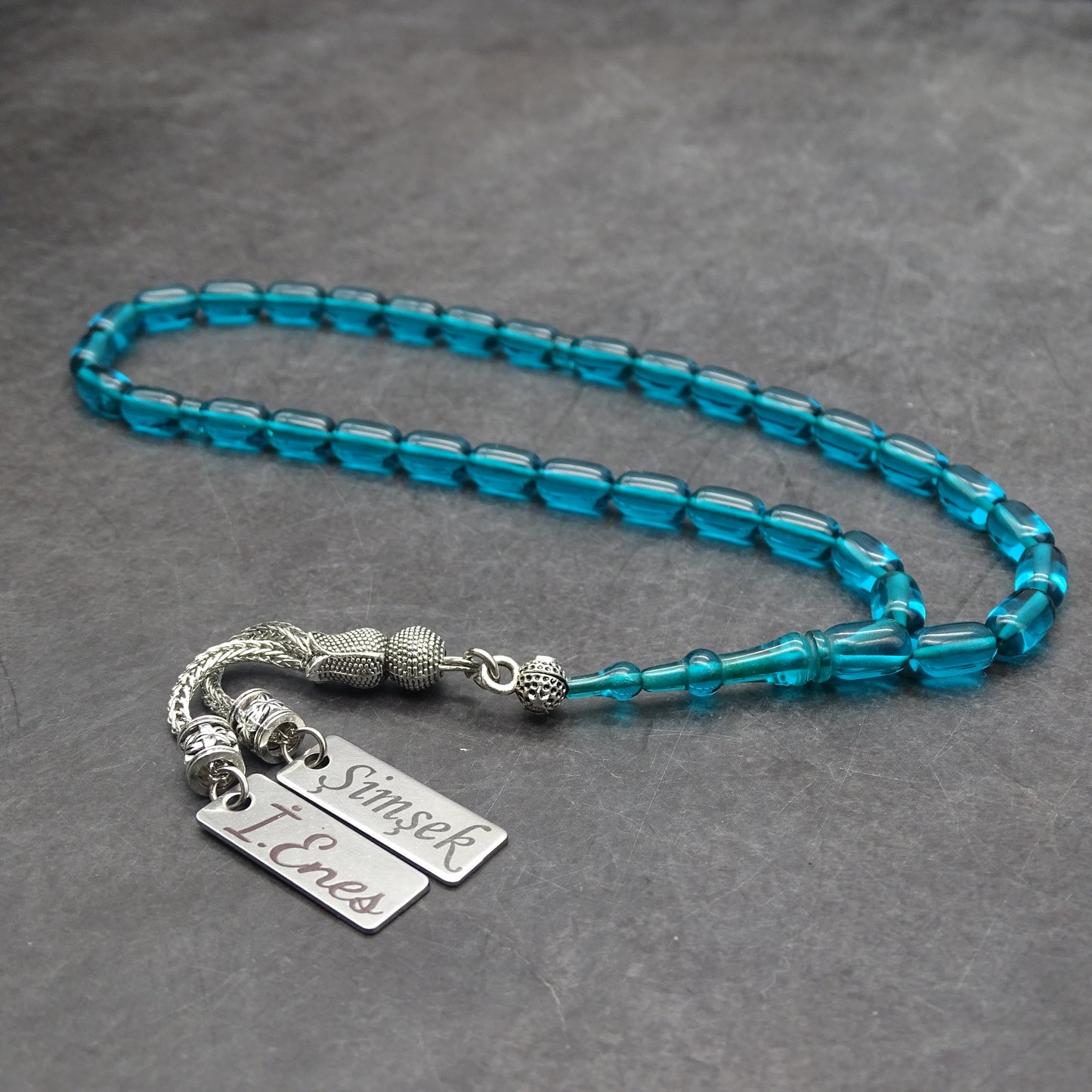 Kehribar Tesbih / Sikma Tesbih Kutulu İsim Yazılı