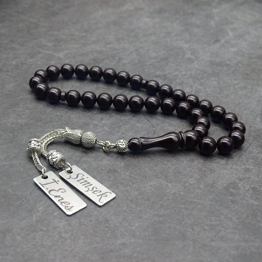 Kehribar Tesbih / Sikma Tesbih Kutulu İsim Yazılı