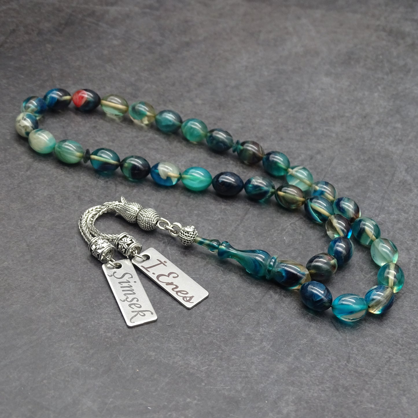 Kehribar Tesbih / Sikma Tesbih Kutulu İsim Yazılı