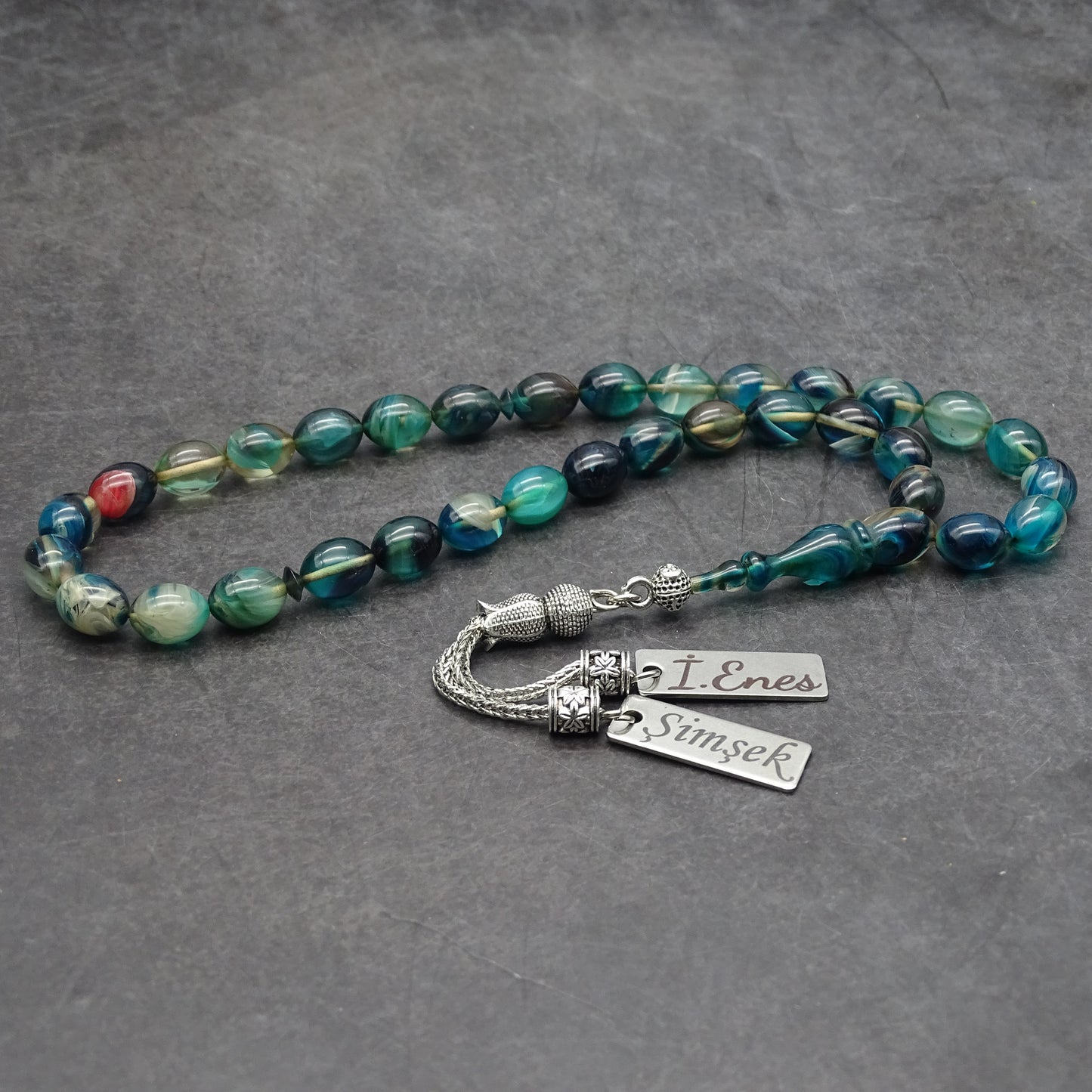 Kehribar Tesbih / Sikma Tesbih Kutulu İsim Yazılı