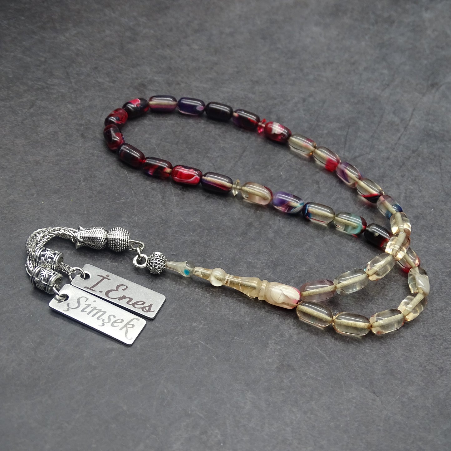 Kehribar Tesbih / Sikma Tesbih Kutulu İsim Yazılı