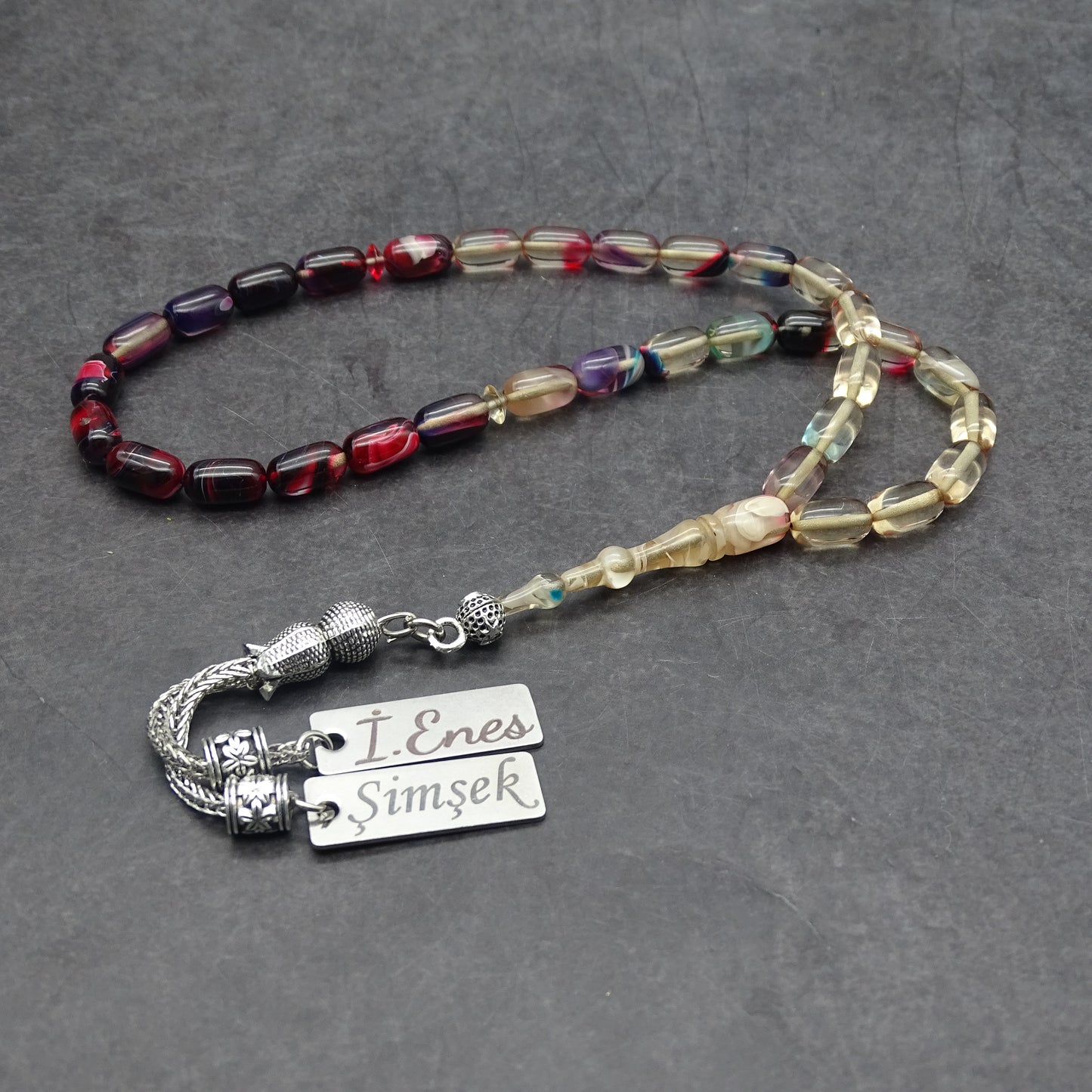 Kehribar Tesbih / Sikma Tesbih Kutulu İsim Yazılı