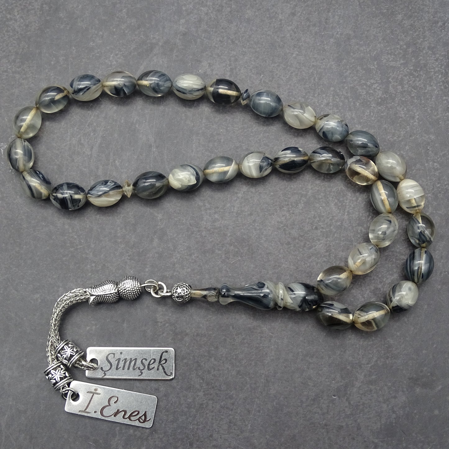 Kehribar Tesbih / Sikma Tesbih Kutulu İsim Yazılı