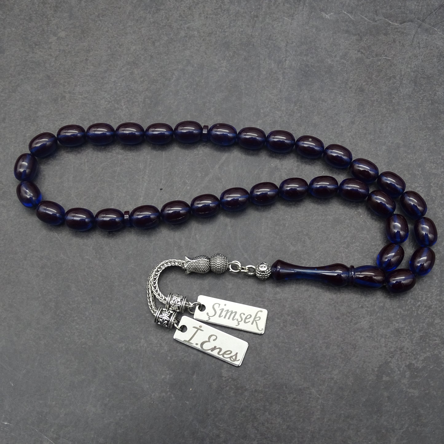 Kehribar Tesbih / Sikma Tesbih Kutulu İsim Yazılı