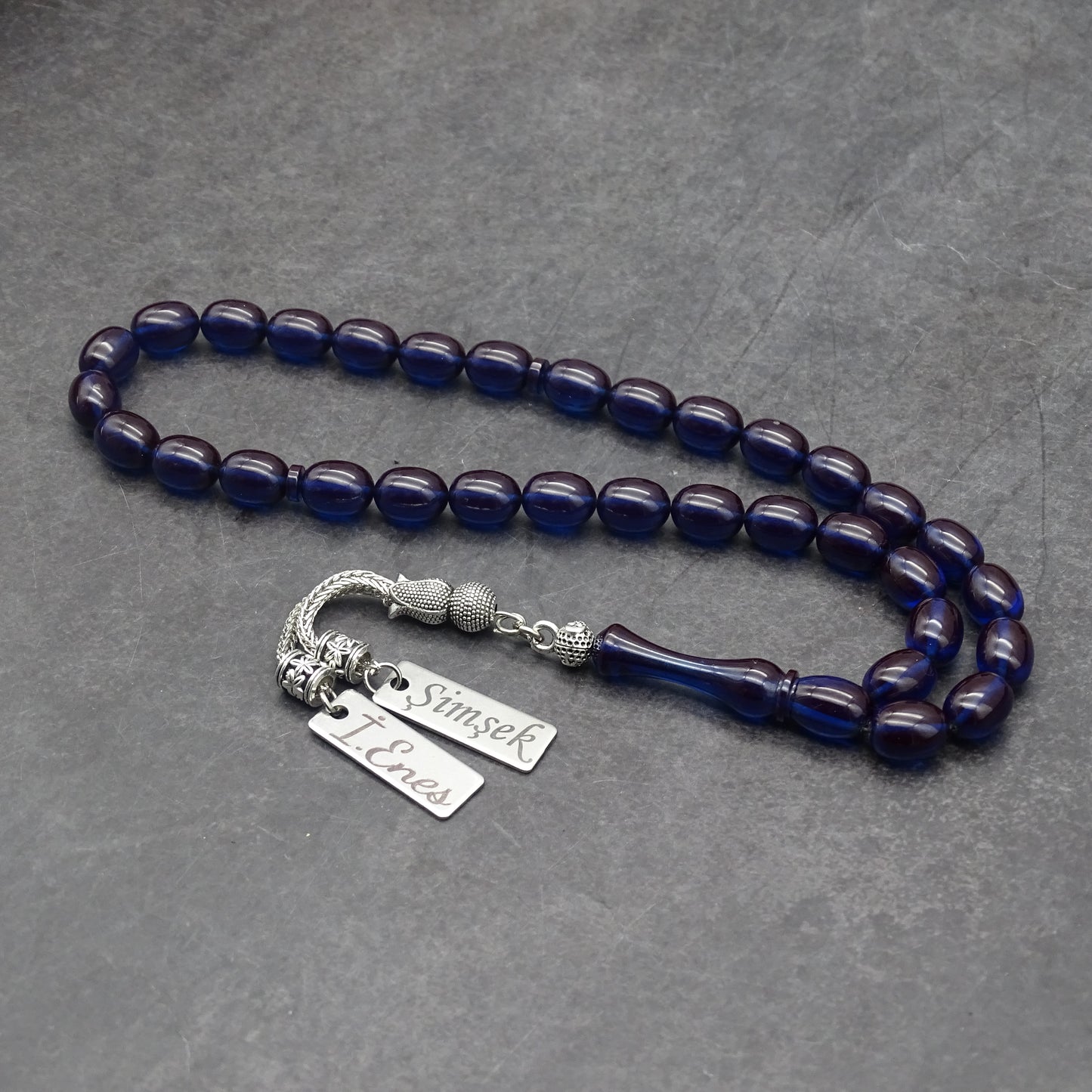 Kehribar Tesbih / Sikma Tesbih Kutulu İsim Yazılı