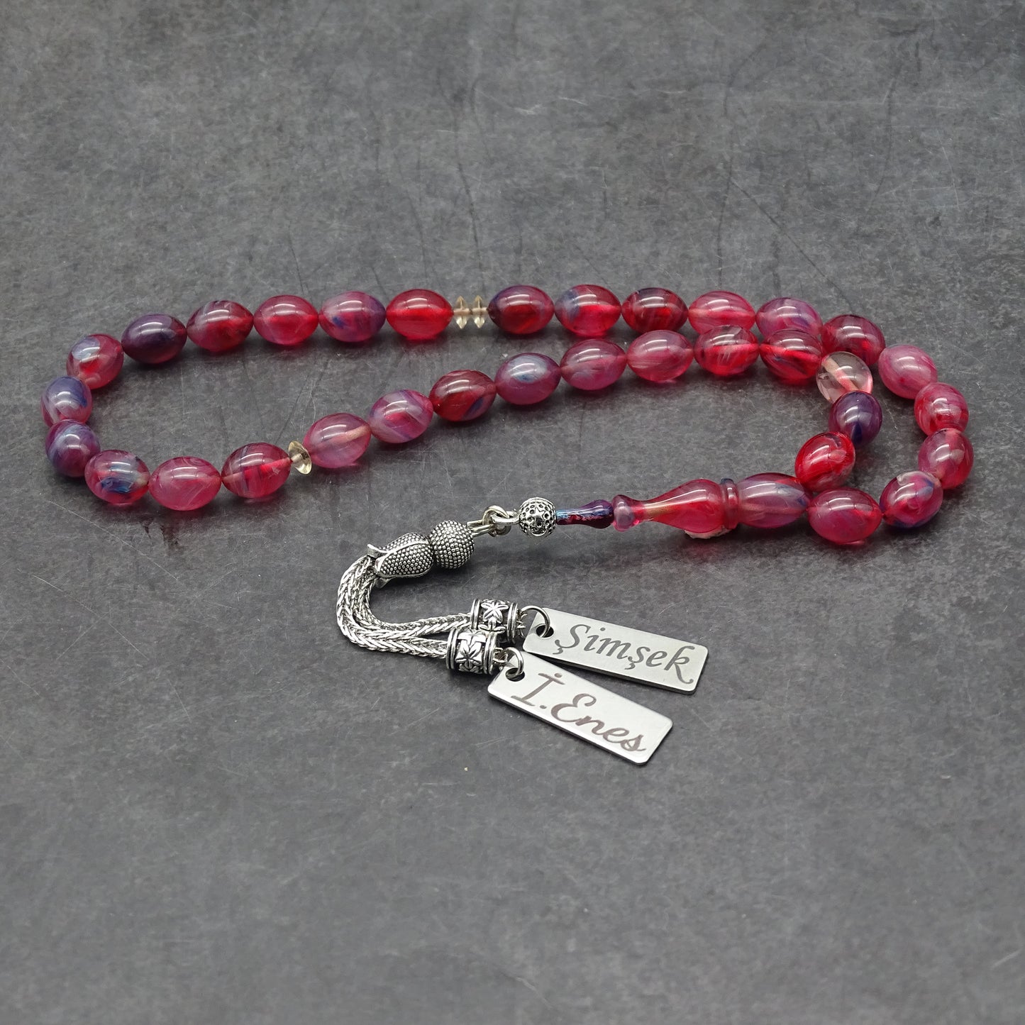 Kehribar Tesbih / Sikma Tesbih Kutulu İsim Yazılı