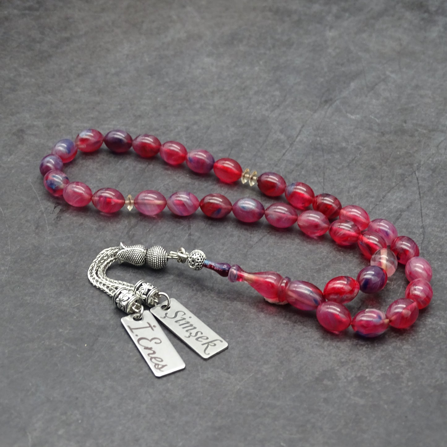 Kehribar Tesbih / Sikma Tesbih Kutulu İsim Yazılı