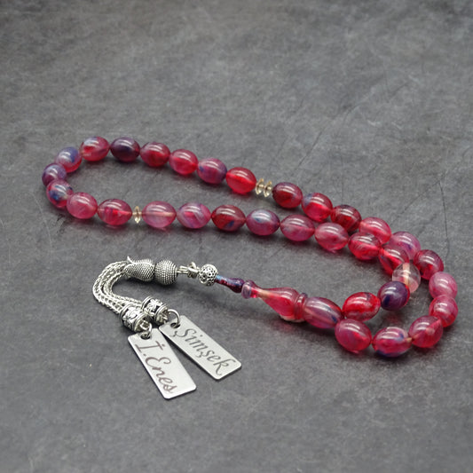 Kehribar Tesbih / Sikma Tesbih Kutulu İsim Yazılı