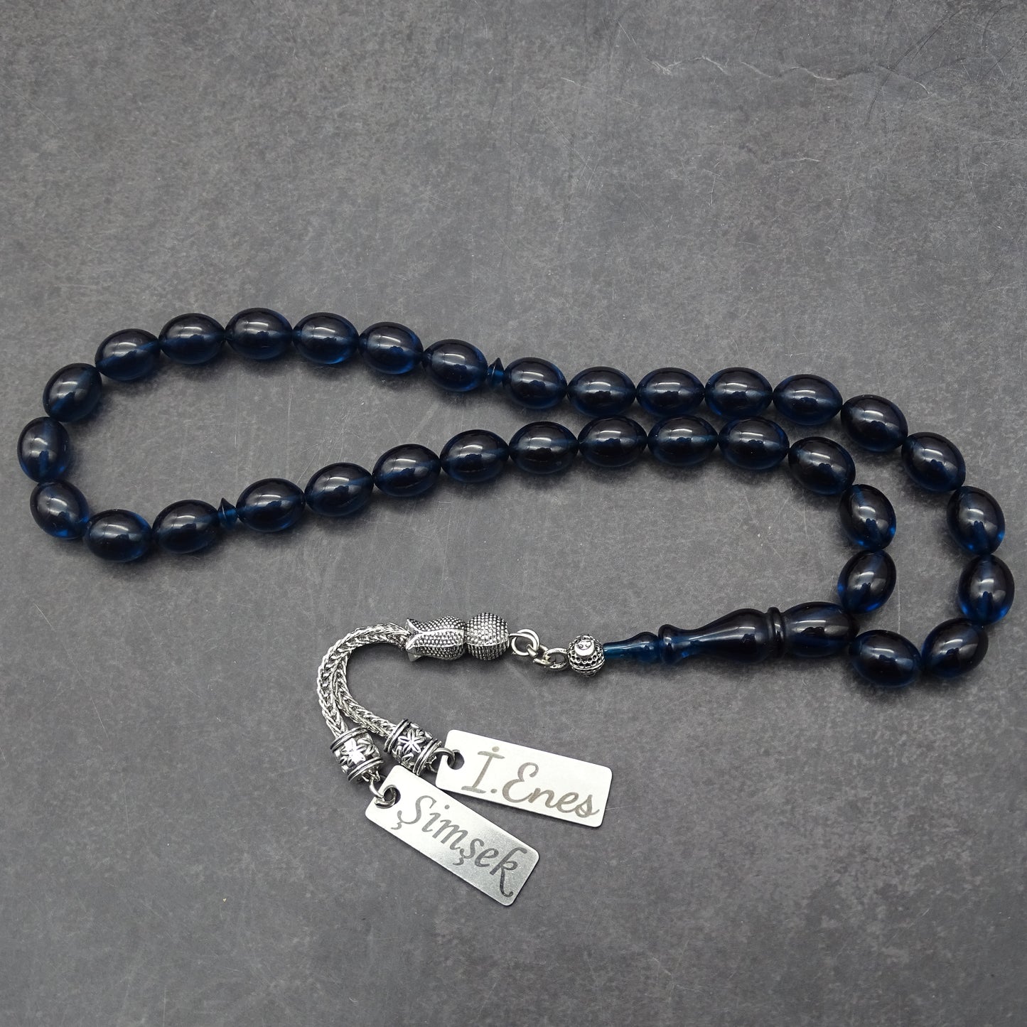 Kehribar Tesbih / Sikma Tesbih Kutulu İsim Yazılı