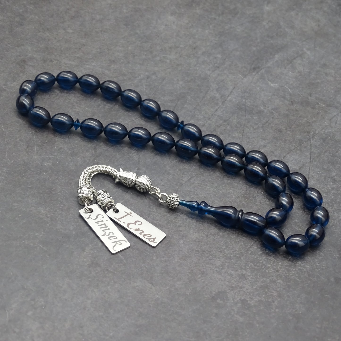 Kehribar Tesbih / Sikma Tesbih Kutulu İsim Yazılı