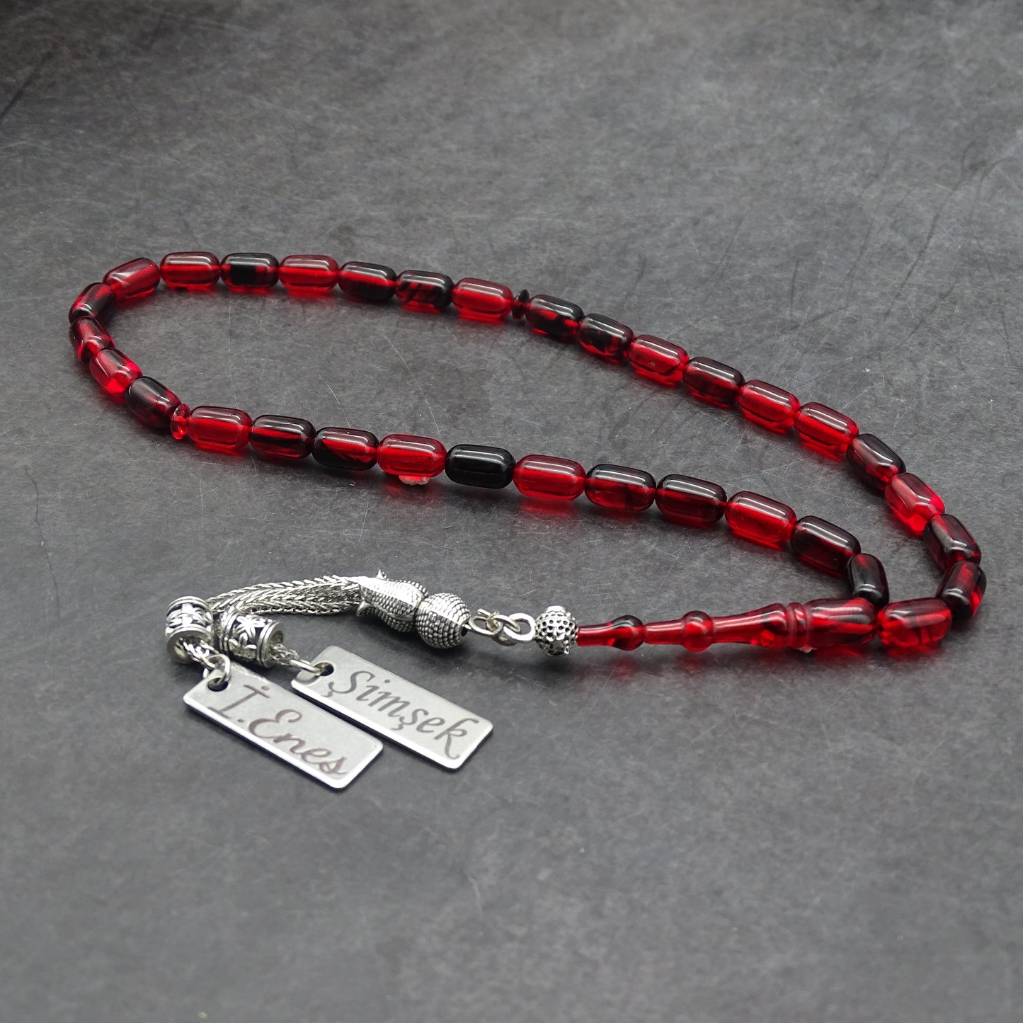 Kehribar Tesbih / Sikma Tesbih Kutulu İsim Yazılı