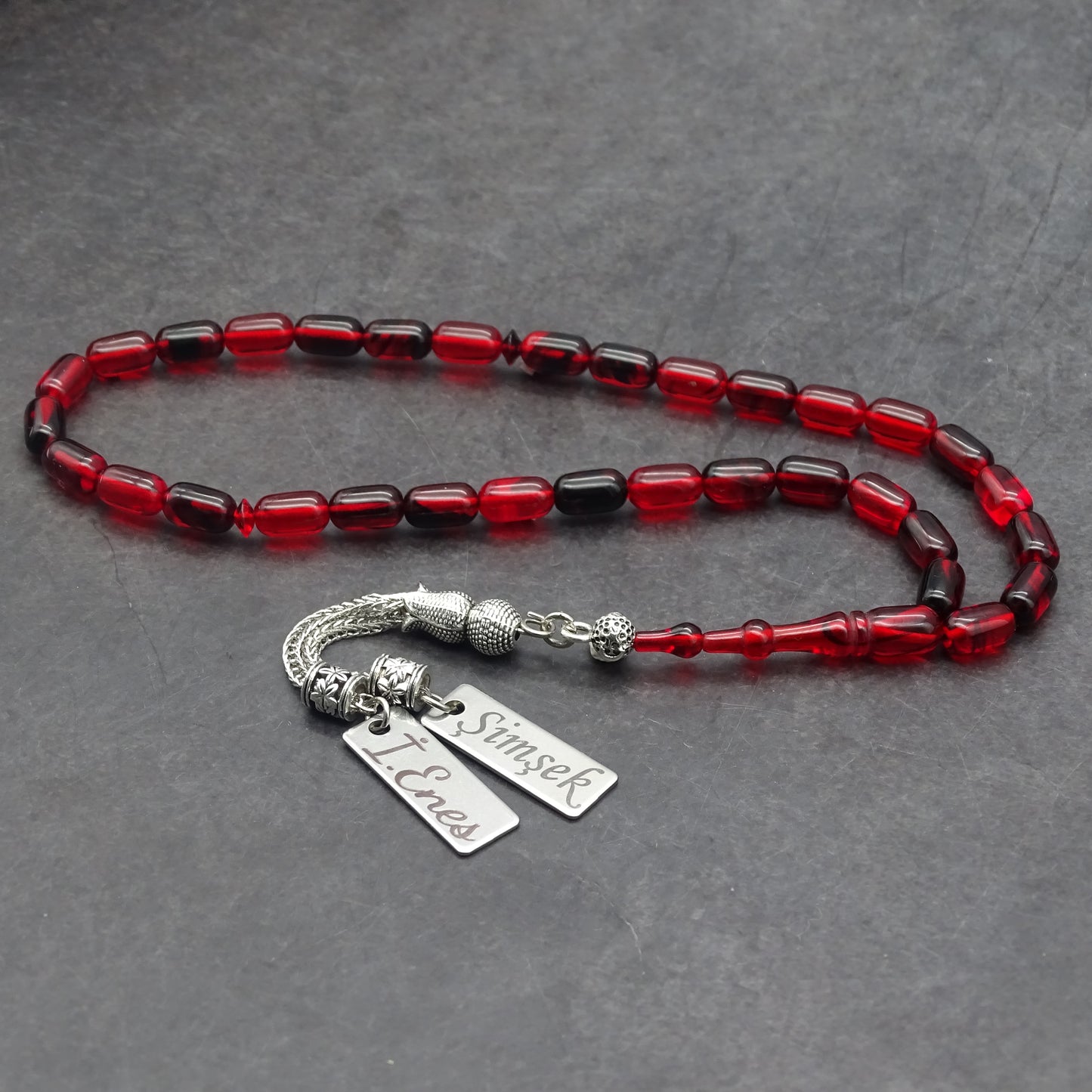 Kehribar Tesbih / Sikma Tesbih Kutulu İsim Yazılı