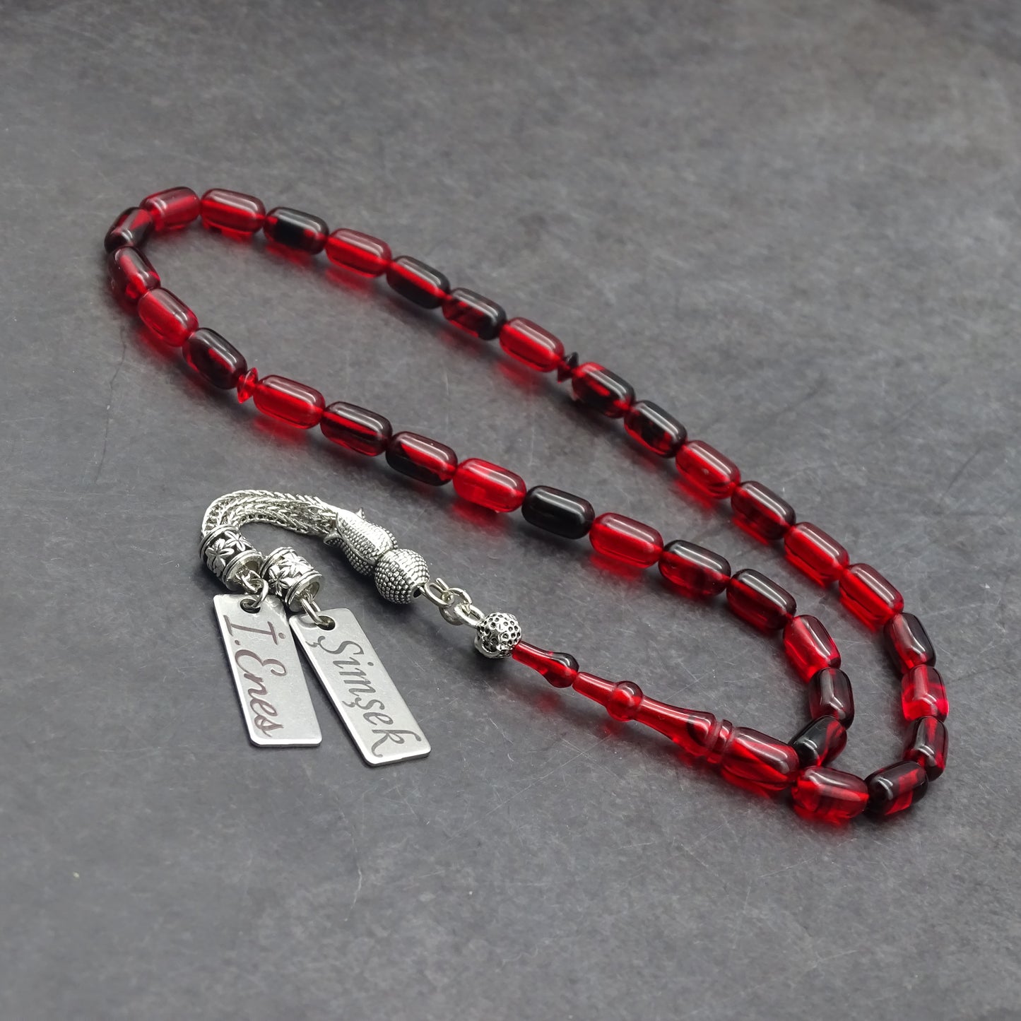 Kehribar Tesbih / Sikma Tesbih Kutulu İsim Yazılı