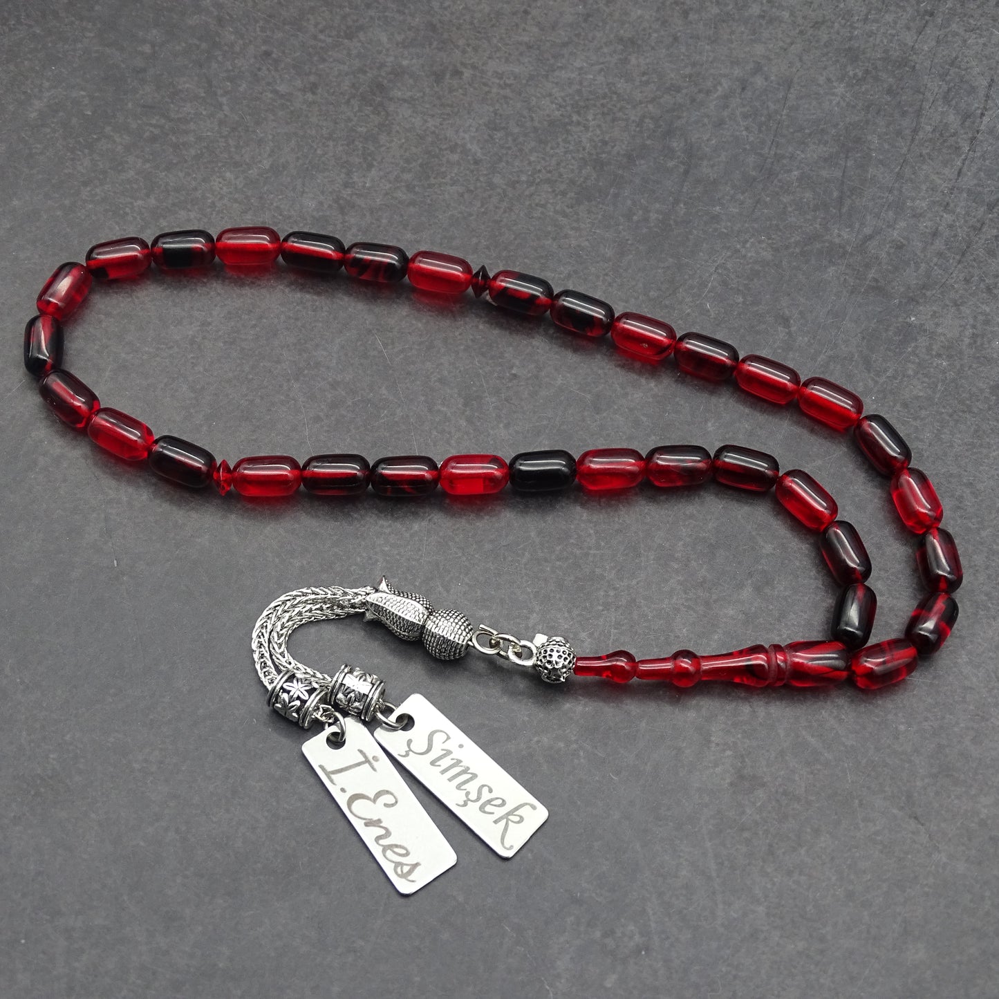 Kehribar Tesbih / Sikma Tesbih Kutulu İsim Yazılı