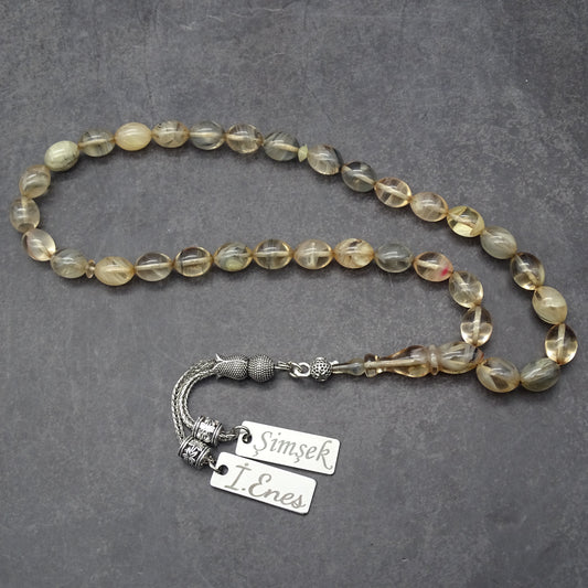 Kehribar Tesbih / Sikma Gebetskette Namen Gravur personalisiert