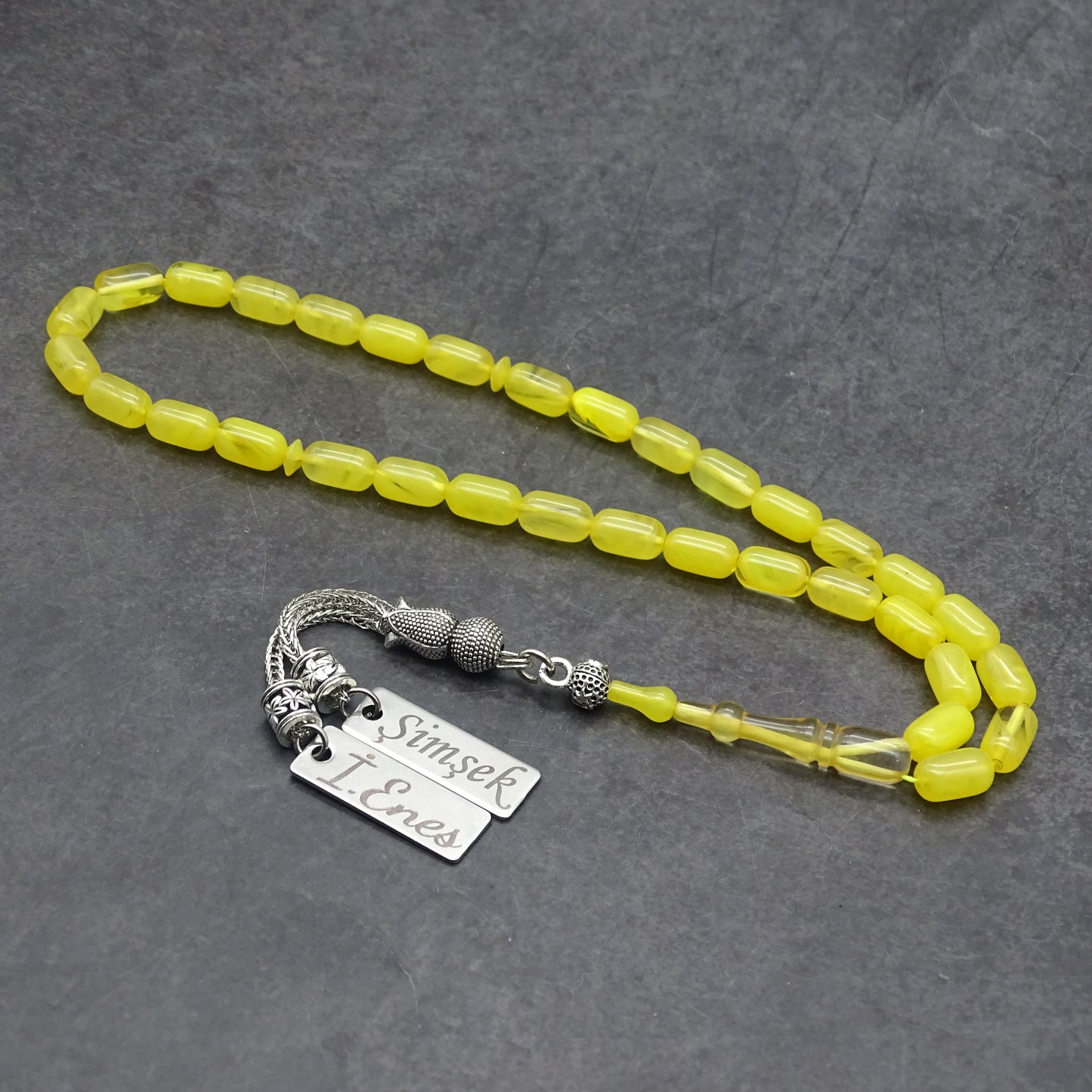 Kehribar Tesbih / Sikma Tesbih Kutulu İsim Yazılı