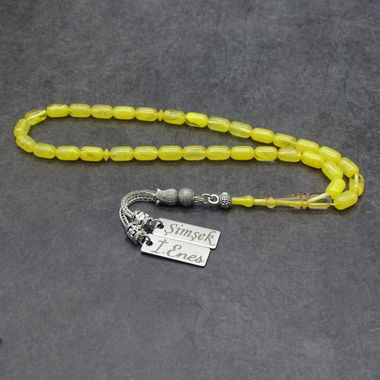 Kehribar Tesbih / Sikma Gebetskette Namen Gravur mit Box