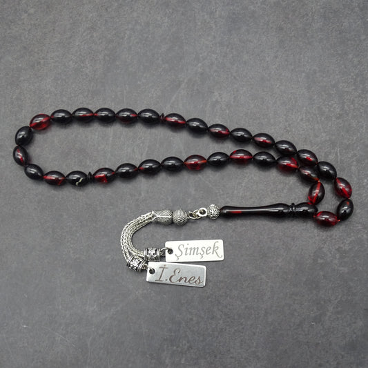 Kehribar Tesbih / Sikma Gebetskette Namen Gravur personalisiert