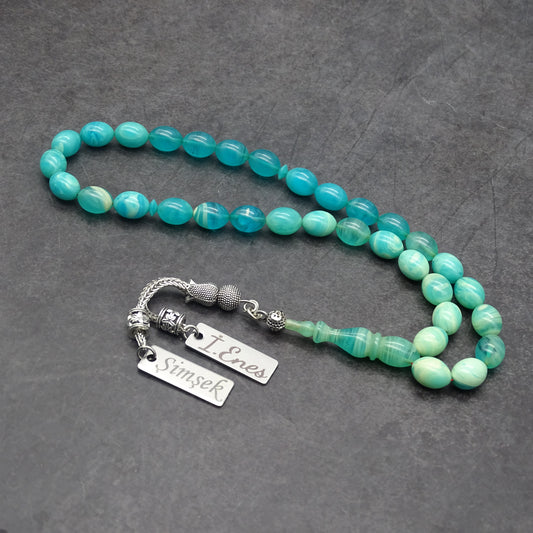 Kehribar Tesbih / Sikma Tesbih Kutulu İsim Yazılı