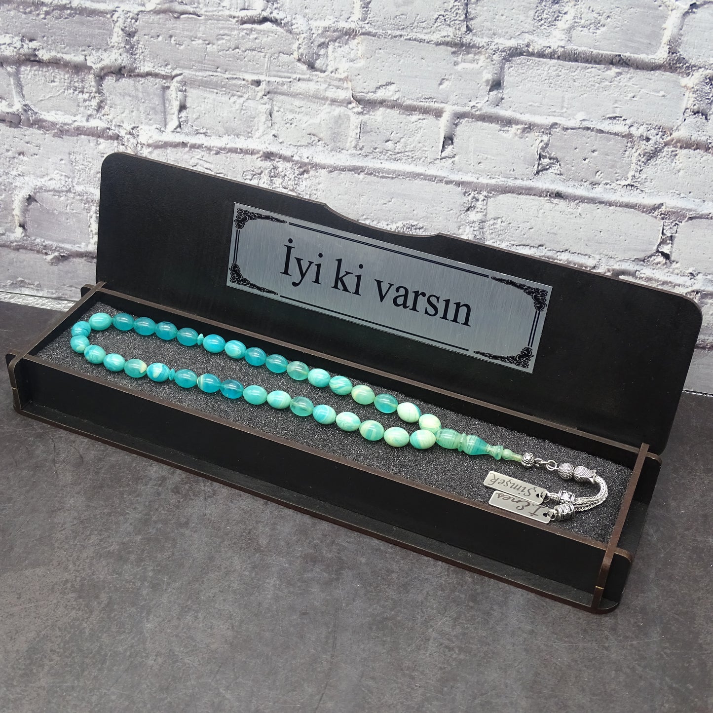 Kehribar Tesbih / Sikma Gebetskette Namen Gravur personalisiert