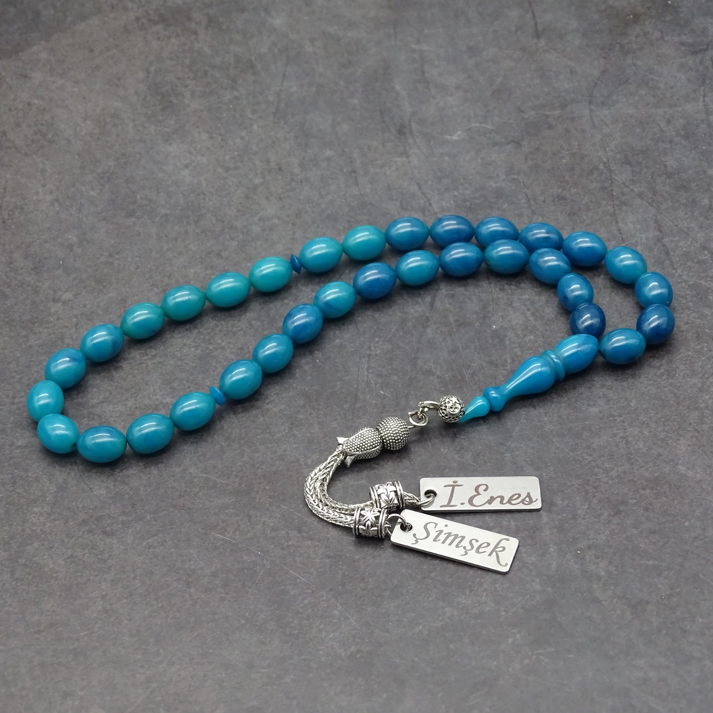 Kehribar Tesbih / Sikma Tesbih Kutulu İsim Yazılı