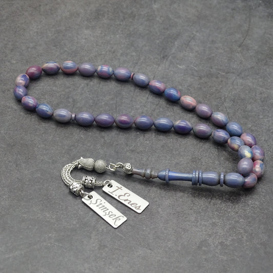 Kehribar Tesbih / Sikma Gebetskette Namen Gravur mit Box