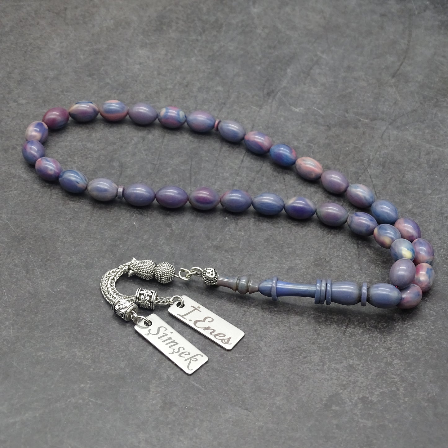 Kehribar Tesbih / Sikma Tesbih Kutulu İsim Yazılı