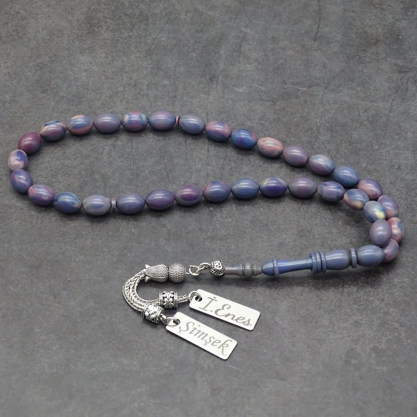 Kehribar Tesbih / Sikma Gebetskette Namen Gravur mit Box