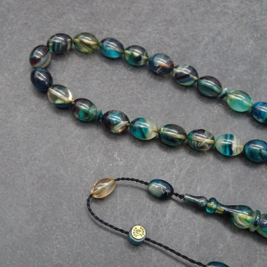 Kehribar Tesbih / Sikma Gebetskette Namen Gravur mit Box