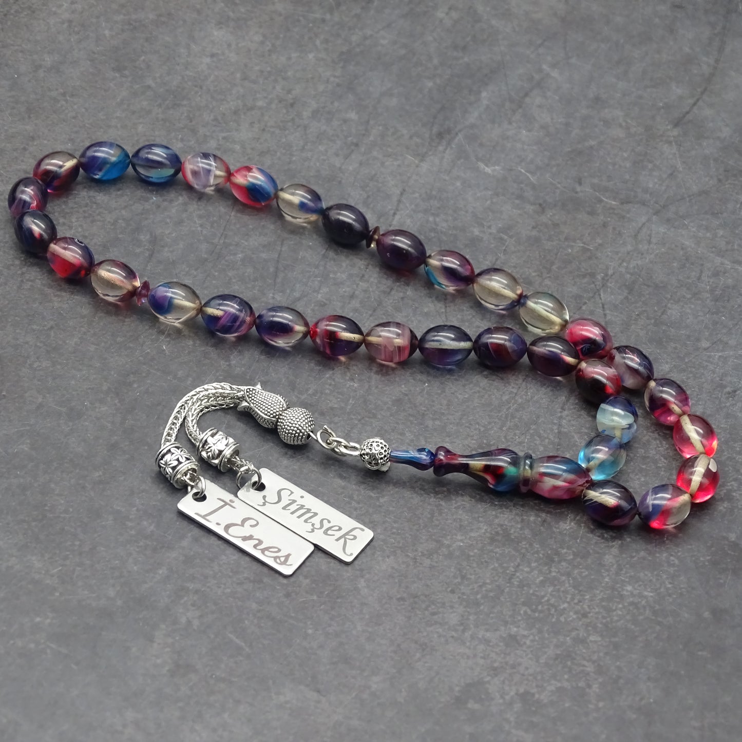 Kehribar Tesbih / Sikma Tesbih Kutulu İsim Yazılı