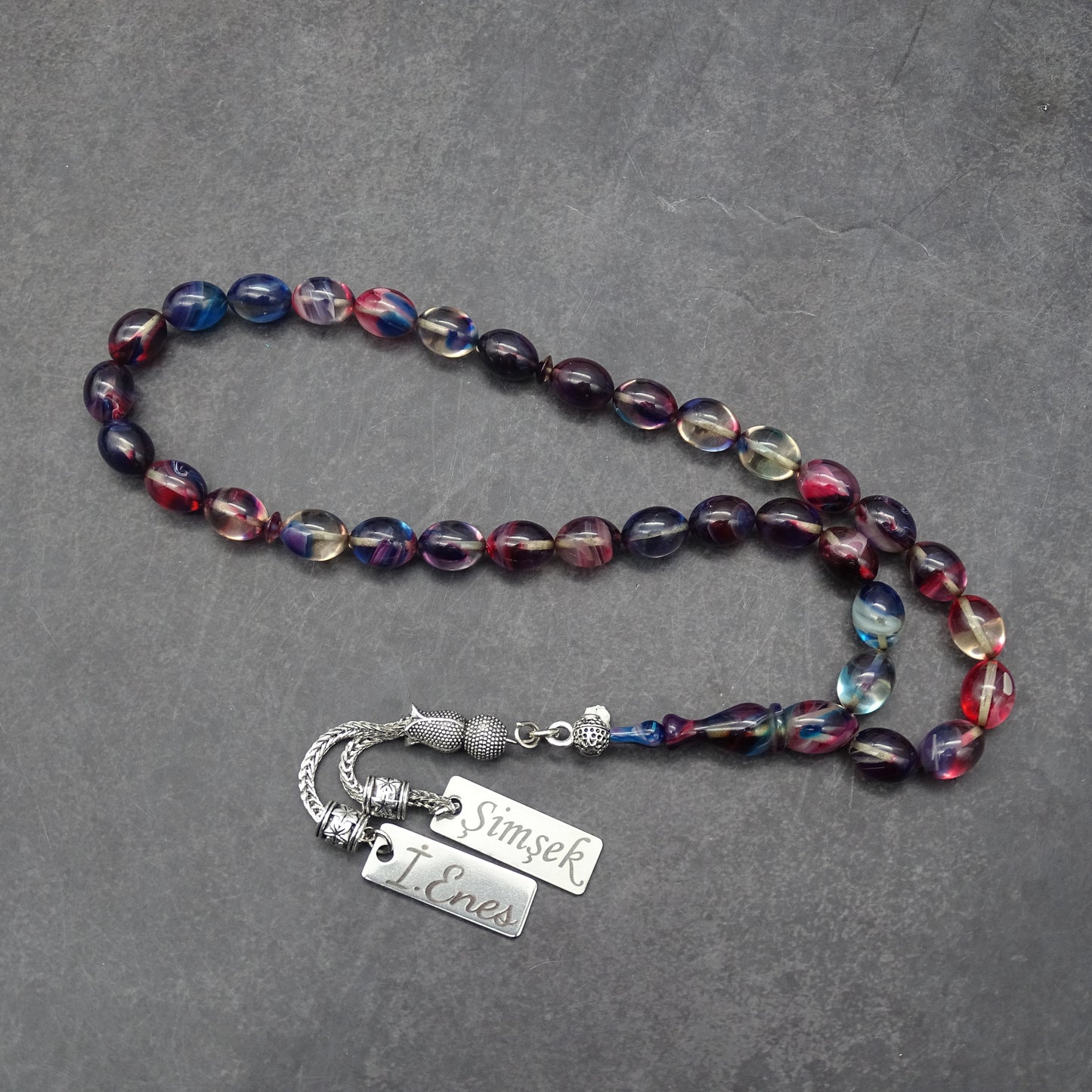 Kehribar Tesbih / Sikma Tesbih Kutulu İsim Yazılı