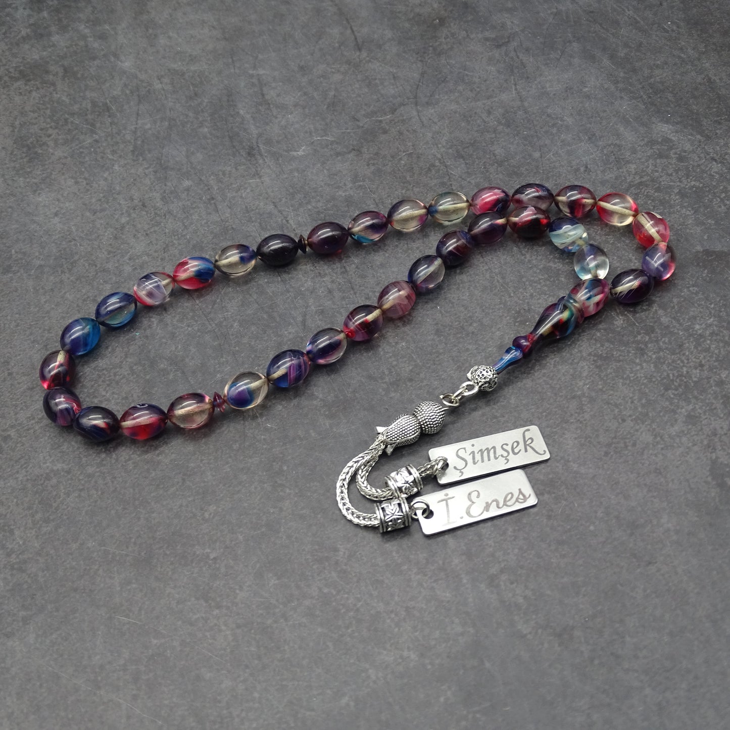 Kehribar Tesbih / Sikma Tesbih Kutulu İsim Yazılı