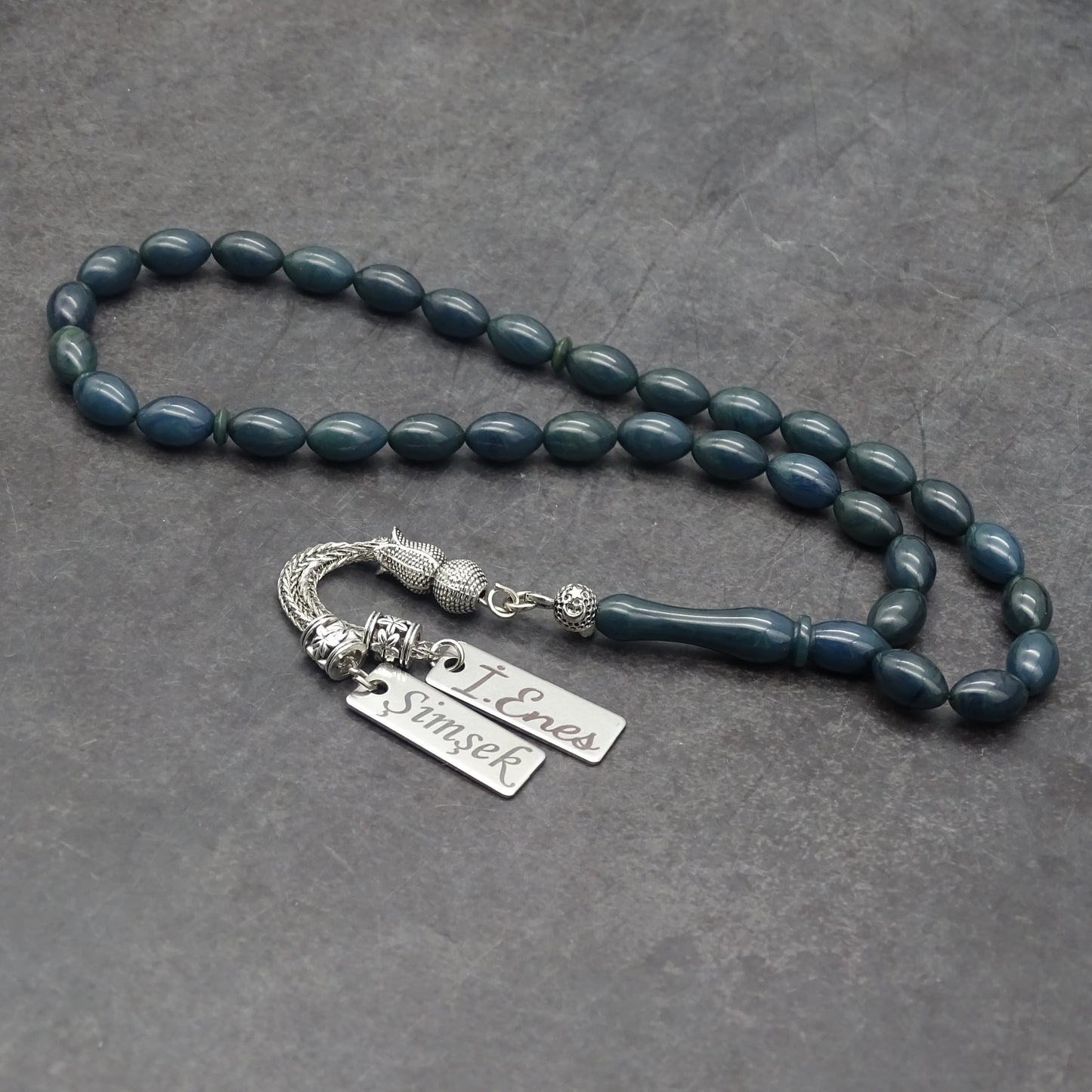 Kehribar Tesbih / Sikma Tesbih Kutulu İsim Yazılı