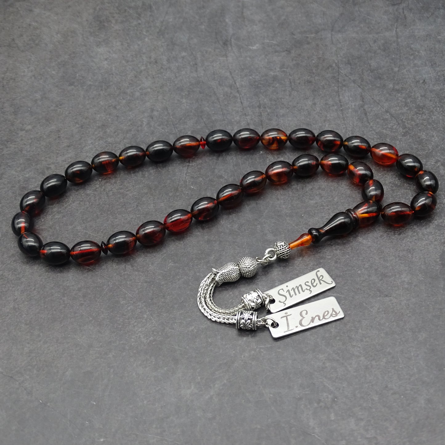 Kehribar Tesbih / Sikma Gebetskette Namen Gravur personalisiert