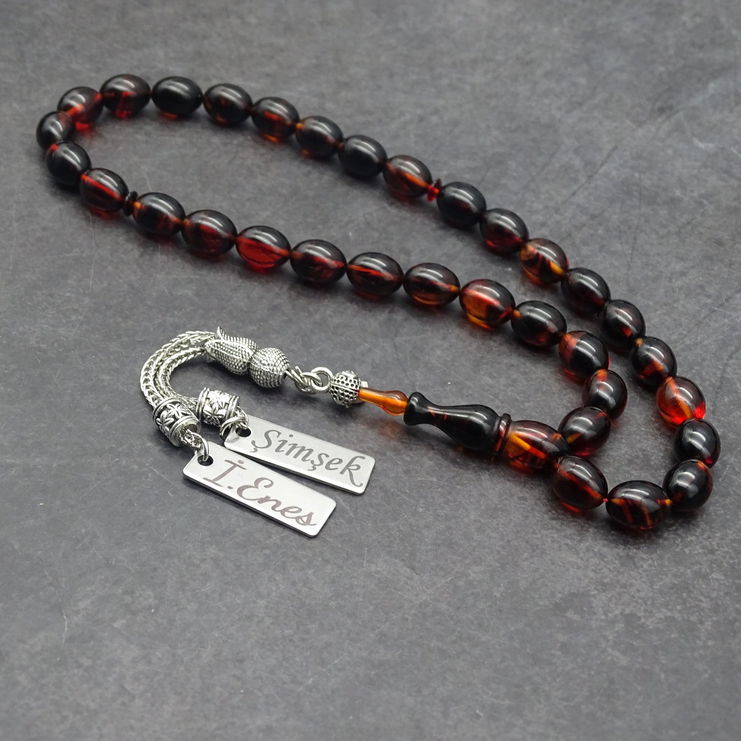 Kehribar Tesbih / Sikma Gebetskette Namen Gravur personalisiert