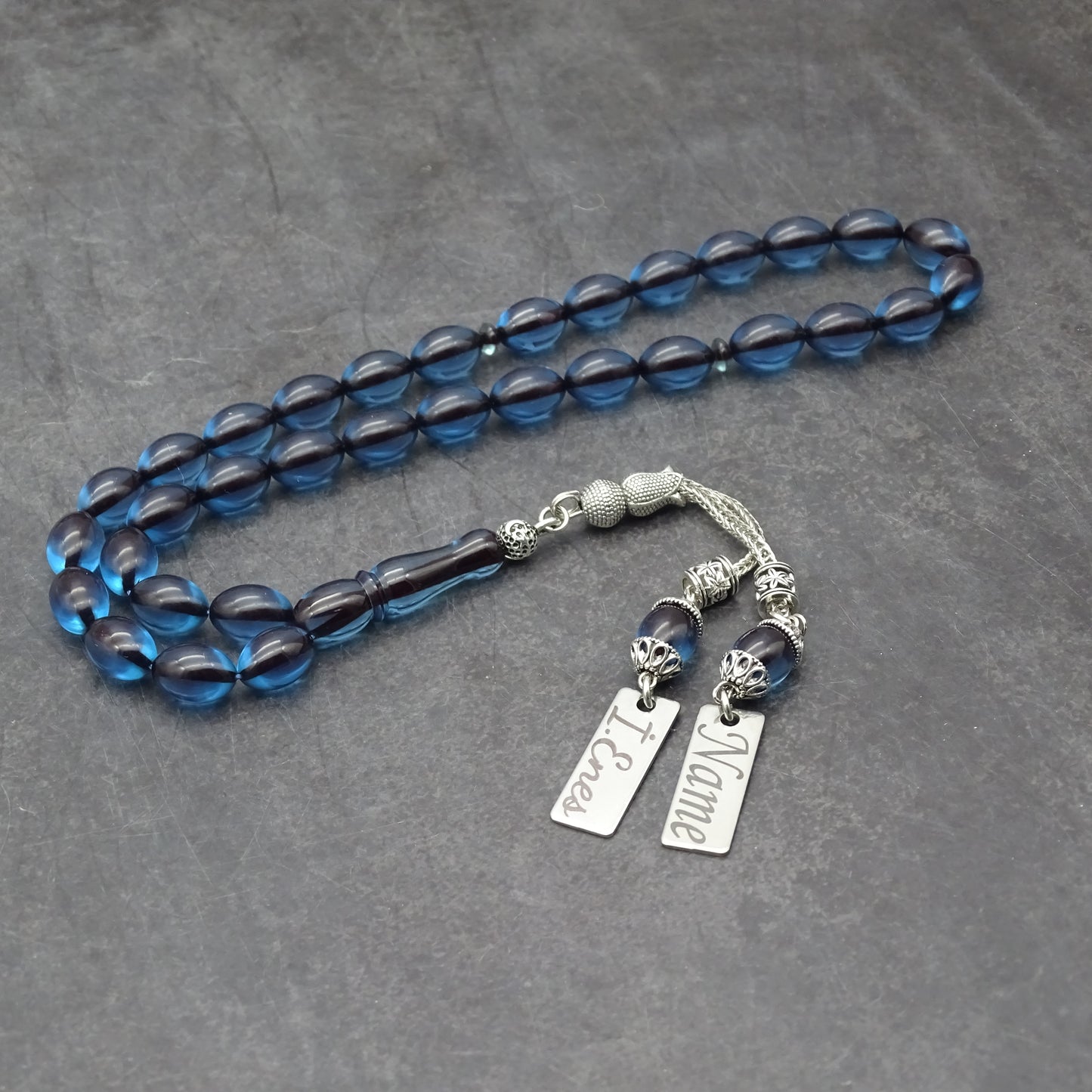 Kehribar Tesbih / Sikma Gebetskette Namen Gravur mit Box