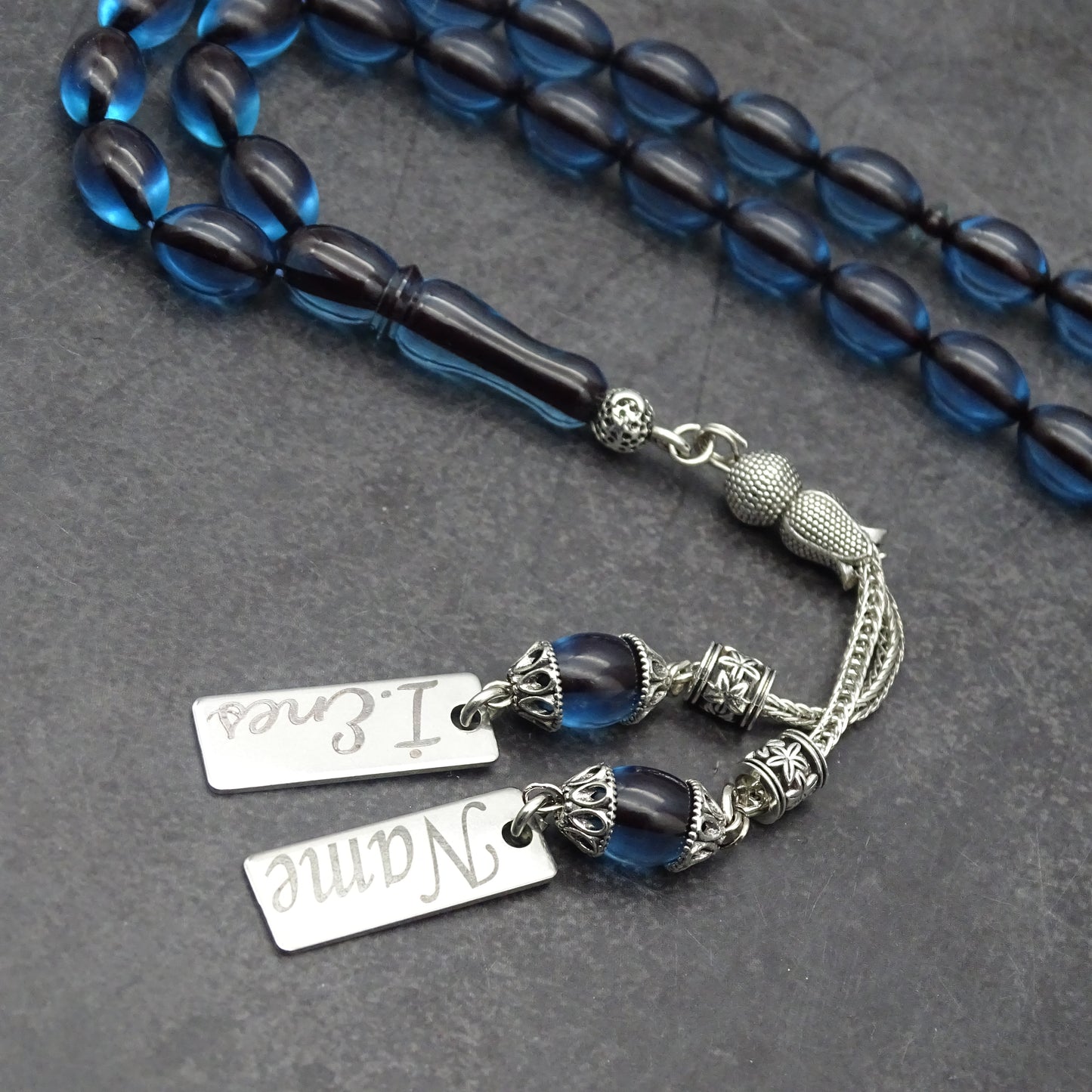 Kehribar Tesbih / Sikma Gebetskette Namen Gravur mit Box